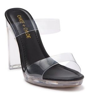 HOT NWT Clear Lucite Strap Sandal Heel 6.5